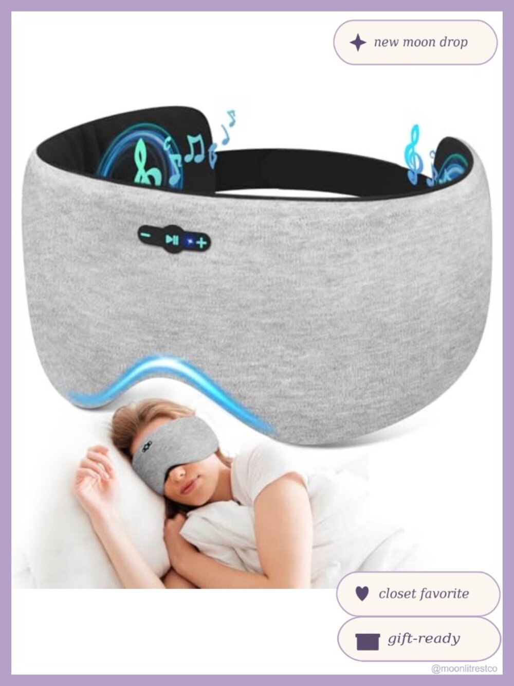 Bluetooth 6.0 Sleep Mask Headphones 20H Playtime Side Sleepers Eye Mask